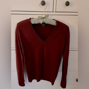 J.Crew Cashmere V-Neck Sweater, Burgundy Red, XXS